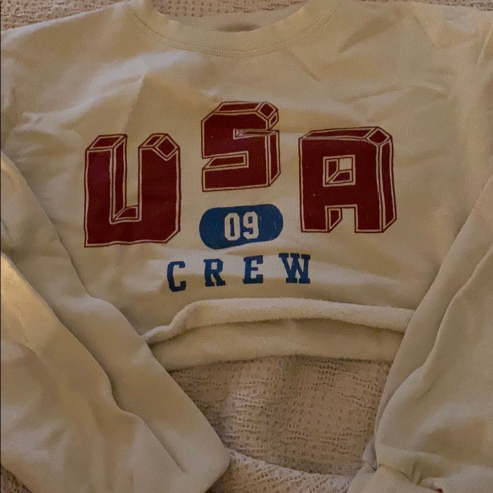 USA cropped crew neck sweater